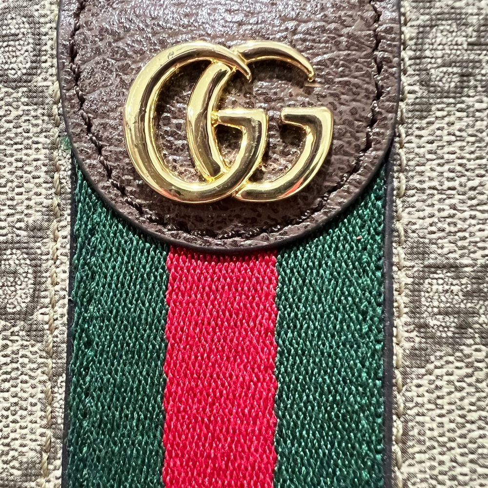Gucci GG Supreme Crossbody Bag in Beige/Brown with Green-Red Web - Picture 9 of 13